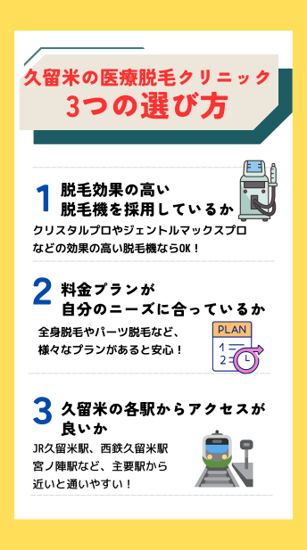 久留米の医療脱毛クリニックの選び方