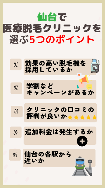 仙台で医療脱毛クリニックを選ぶポイント